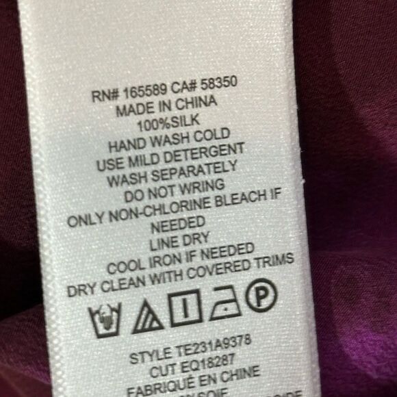 Equipment Signature Purple Pattern Silk Long Sleeve Top| Size XS - Picture 2 of 6